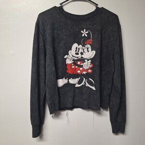 Disney Cropped Raw Edge Sweatshirt Cutoff‎ Modified Custom Gray Womens Medium